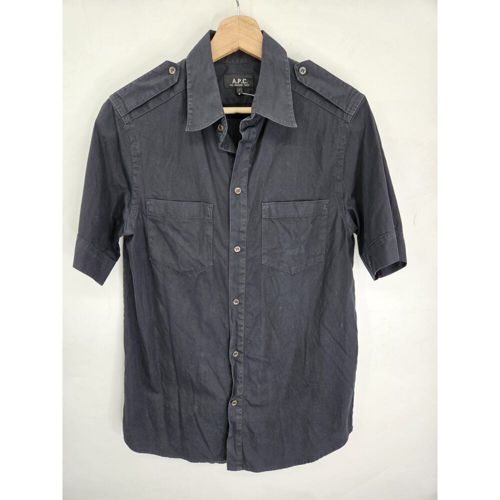 A.P.C. Men’s Black Button Down Shirt Size M Short Sleeve Timeless Minimalist